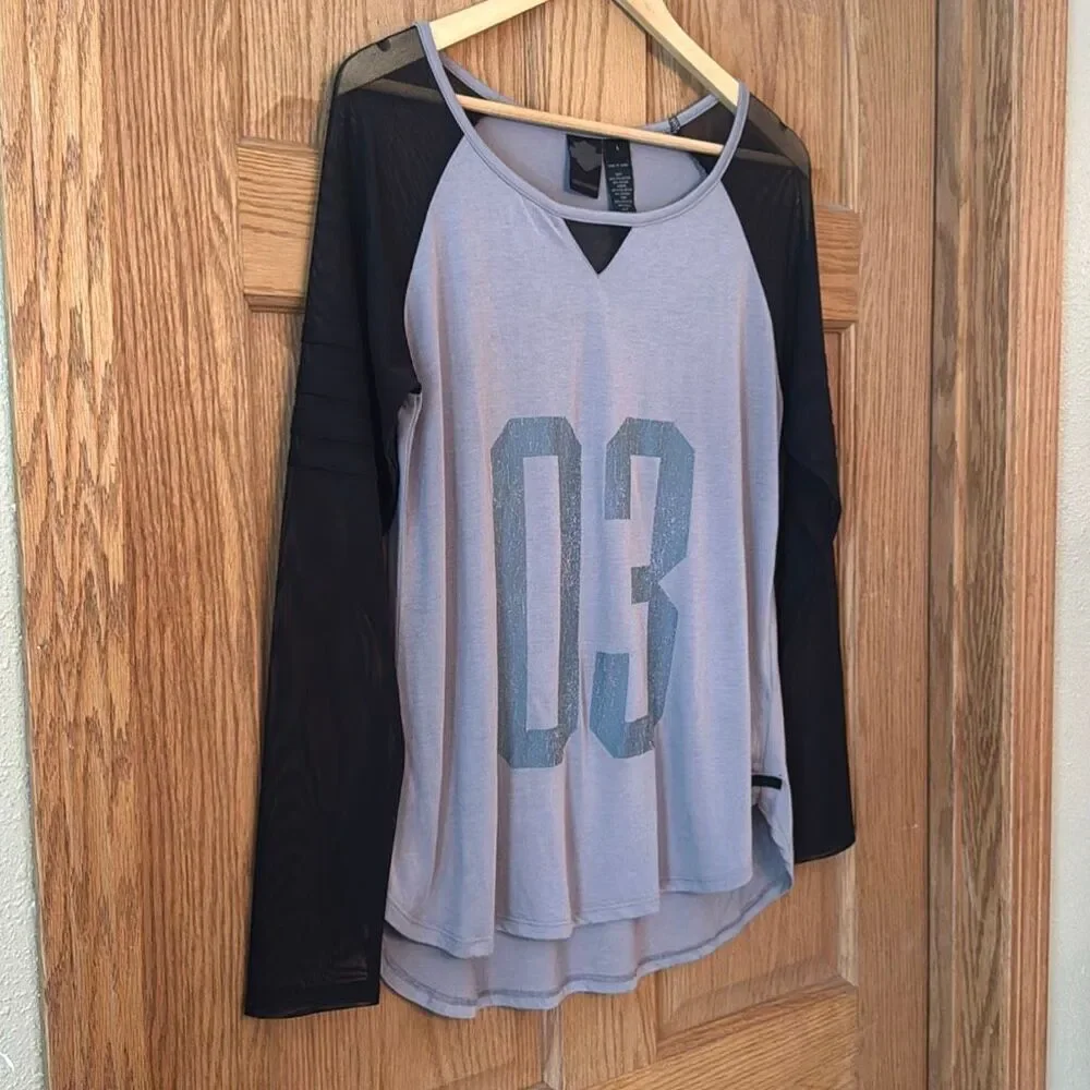 HARLEY-DAVIDSON Mesh Sleeve Long Sleeve Graphic Tee